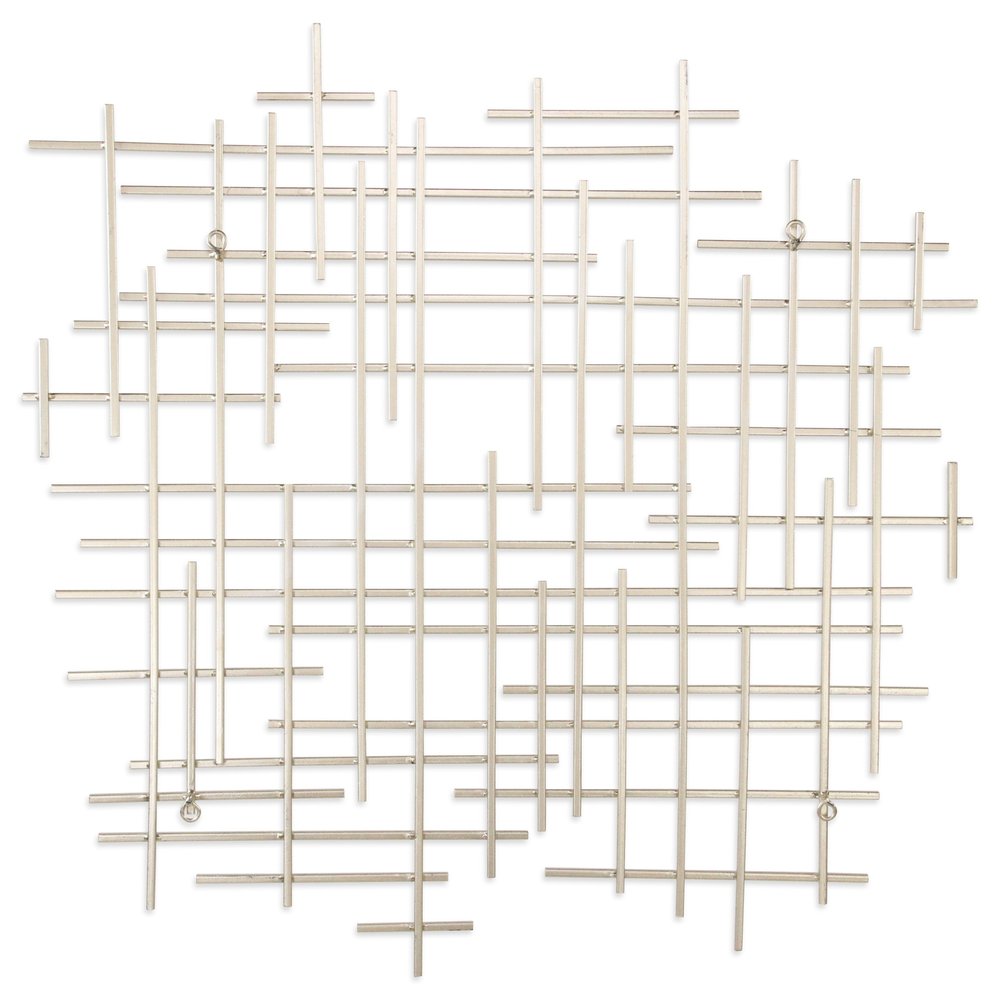31" X 31" Silver Metal Abstract Lines Hanging Dimensional Sculpture