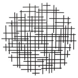 37" X 38" Black Metal Abstract Lines Round Hanging Dimensional Sculpture
