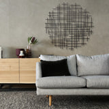 37" X 38" Black Metal Abstract Lines Round Hanging Dimensional Sculpture