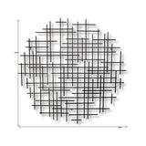 37" X 38" Black Metal Abstract Lines Round Hanging Dimensional Sculpture