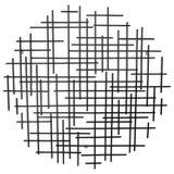 37" X 38" Black Metal Abstract Lines Round Hanging Dimensional Sculpture