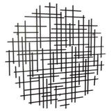 37" X 38" Black Metal Abstract Lines Round Hanging Dimensional Sculpture