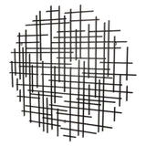 37" X 38" Black Metal Abstract Lines Round Hanging Dimensional Sculpture