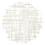 37" X 38" Silver Metal Abstract Lines Round Hanging Dimensional Sculpture