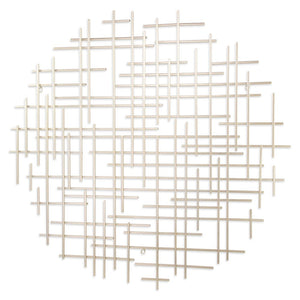 37" X 38" Silver Metal Abstract Lines Round Hanging Dimensional Sculpture