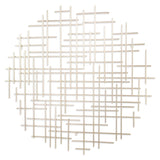 37" X 38" Silver Metal Abstract Lines Round Hanging Dimensional Sculpture