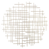 37" X 38" Silver Metal Abstract Lines Round Hanging Dimensional Sculpture