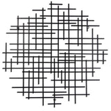 30" X 30" Black Metal Abstract Lines Round Hanging Dimensional Sculpture