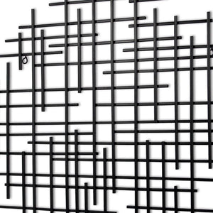30" X 30" Black Metal Abstract Lines Round Hanging Dimensional Sculpture