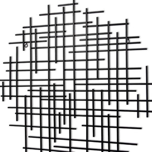 30" X 30" Black Metal Abstract Lines Round Hanging Dimensional Sculpture
