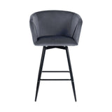 Set of Two 28" Gray And Black Velvet And Steel Bar Chairs