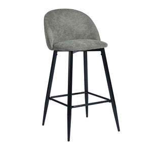 Set of Two 26" Gray And Black Steel Low Back Counter Height Bar Chairs