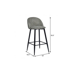 Set of Two 26" Gray And Black Steel Low Back Counter Height Bar Chairs