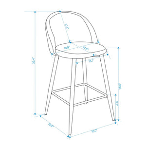 Set of Two 26" Gray And Black Steel Low Back Counter Height Bar Chairs