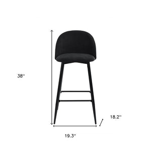 Set of Two 26" Blue And Black Fabric And Steel Low Back Counter Height Bar Chairs