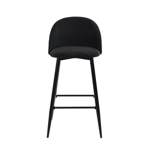 Set of Two 26" Blue And Black Fabric And Steel Low Back Counter Height Bar Chairs