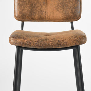 Set of Two 27" Brown And Black Suede And Steel Counter Height Bar Chairs