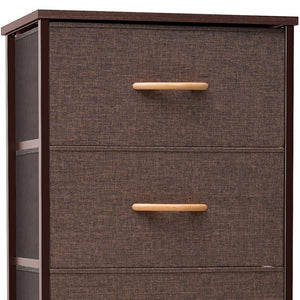 18" Brown Steel and Fabric Five Drawer Chest