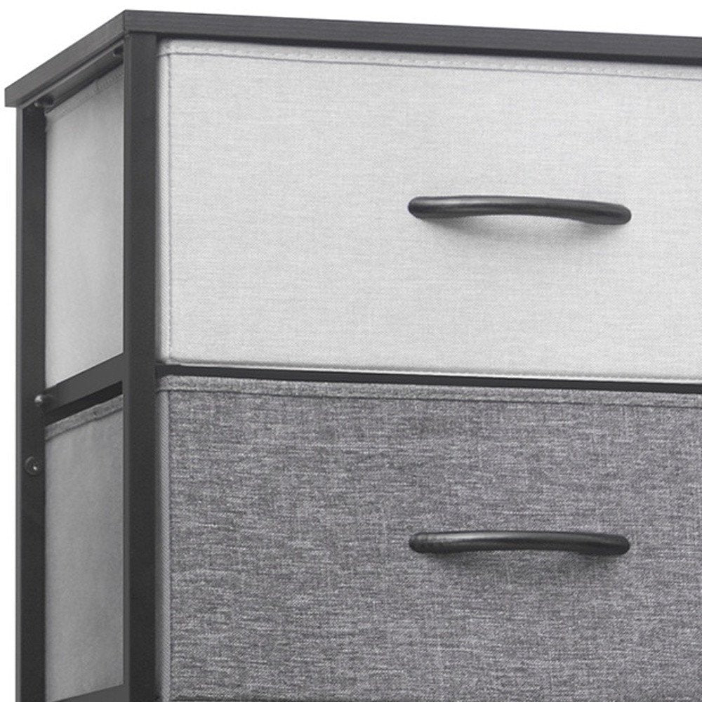 18" Black And Gray Wood Steel And Fabric Six Drawer Dresser