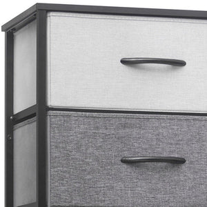 18" Black And Gray Wood Steel And Fabric Six Drawer Dresser
