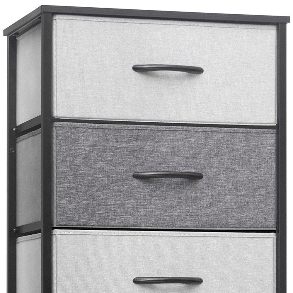 18" Black And Gray Wood Steel And Fabric Six Drawer Dresser