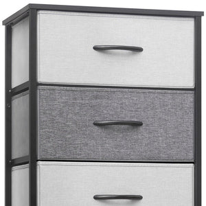 18" Black And Gray Wood Steel And Fabric Six Drawer Dresser