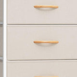 18" Blue and Black Steel and Fabric Six Drawer Chest
