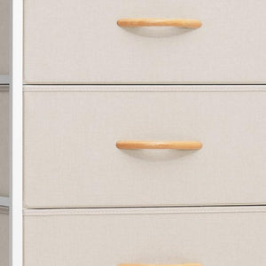 18" Blue and Black Steel and Fabric Six Drawer Chest