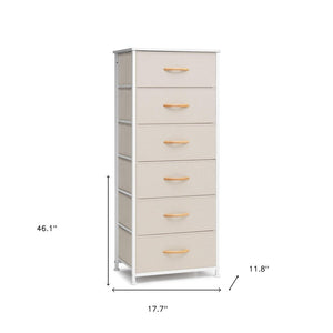 18" Blue and Black Steel and Fabric Six Drawer Chest