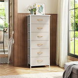 18" Blue and Black Steel and Fabric Six Drawer Chest