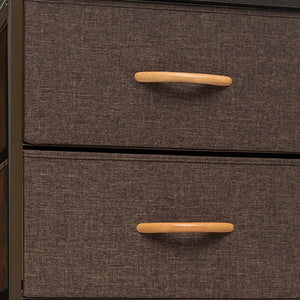 18" Brown Steel and Fabric Six Drawer Chest