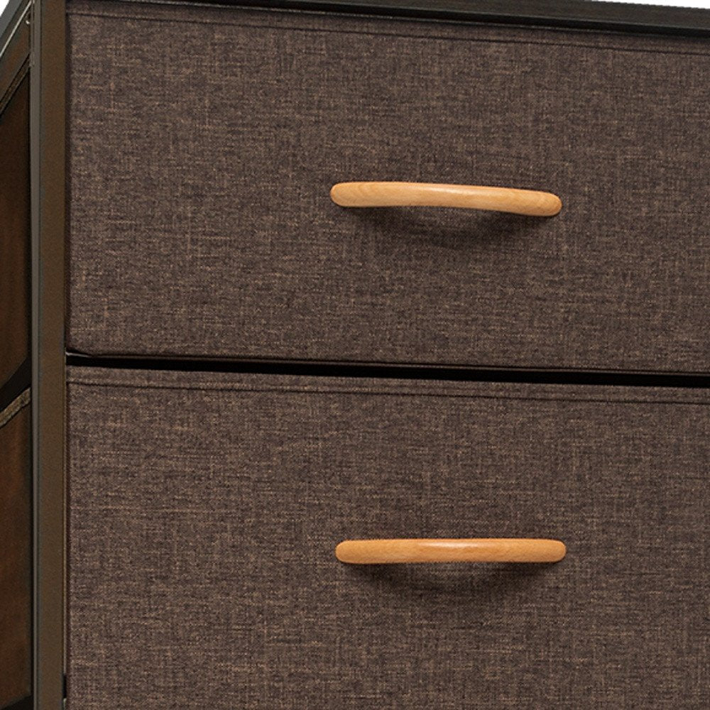 18" Brown Steel and Fabric Six Drawer Chest