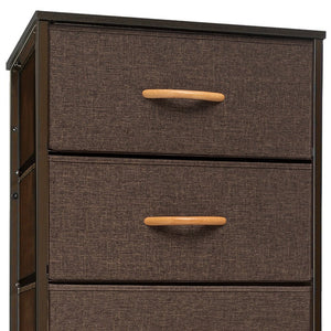 18" Brown Steel and Fabric Six Drawer Chest