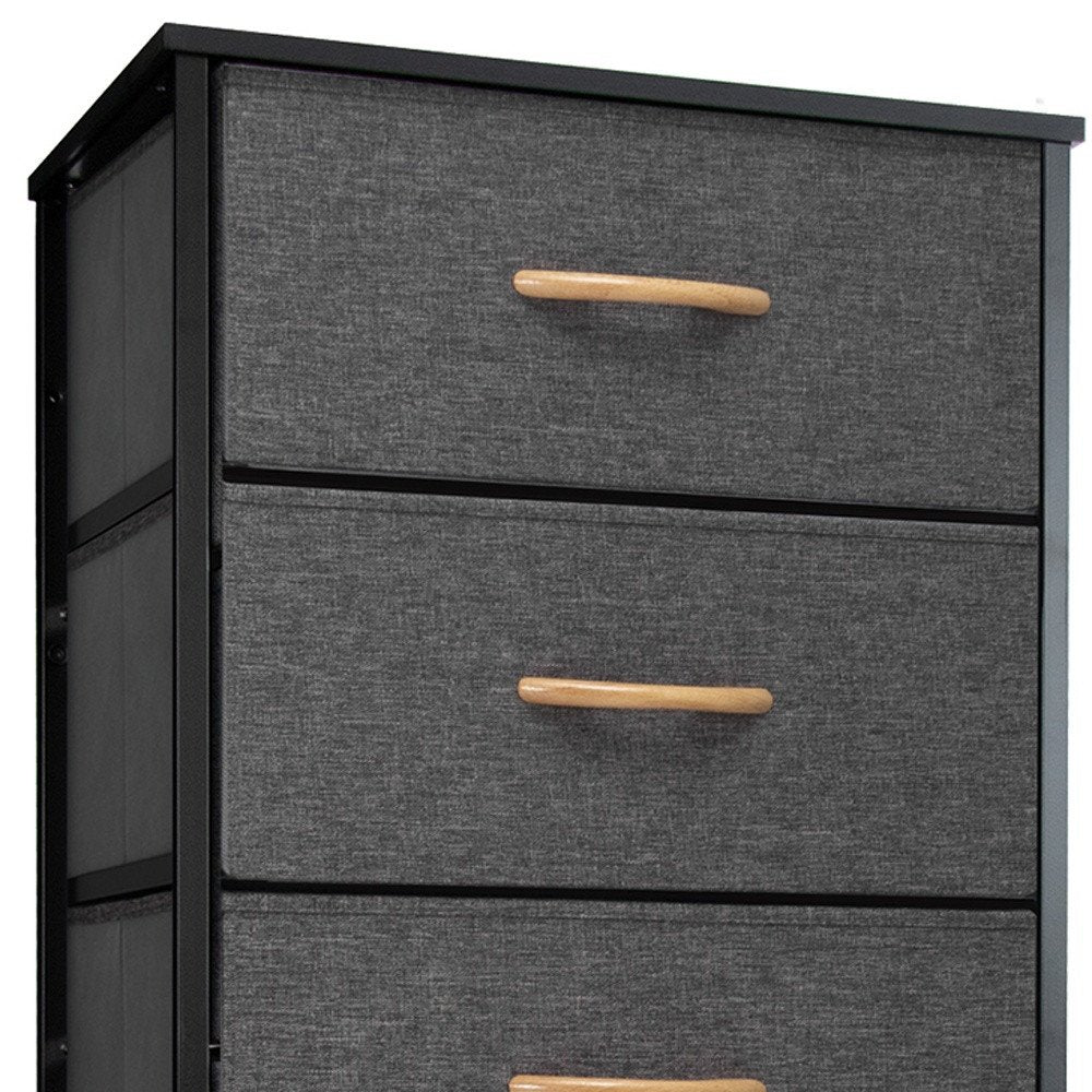 18" Gray Wood Steel And Fabric Six Drawer Dresser