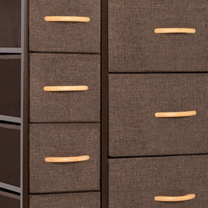 27" Brown Steel and Fabric Nine Drawer Combo Dresser