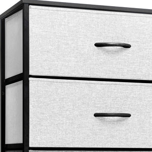 23" Gray and Black Steel and Fabric Five Drawer Double Dresser