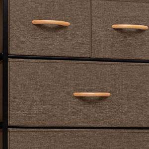 23" Brown Steel and Fabric Six Drawer Combo Dresser