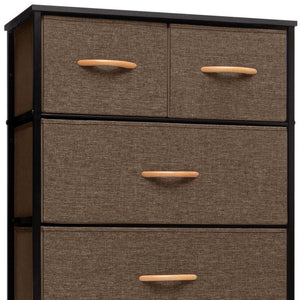 23" Brown Steel and Fabric Six Drawer Combo Dresser