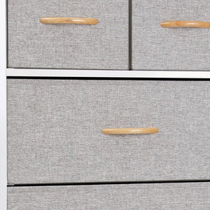 23" Gray and White Steel and Fabric Six Drawer Chest