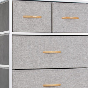 23" Gray and White Steel and Fabric Six Drawer Chest