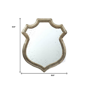 24" Distressed Metallic Crest Shape Wall Mounted Accent Mirror Framed