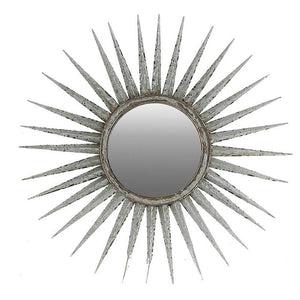 30" Silver Metal Sunburst Framed Accent Mirror