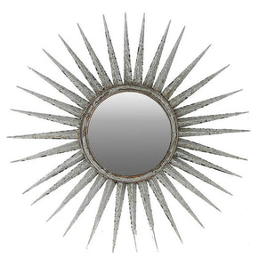 30" Silver Metal Sunburst Framed Accent Mirror