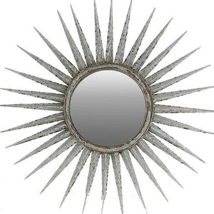 30" Silver Metal Sunburst Framed Accent Mirror