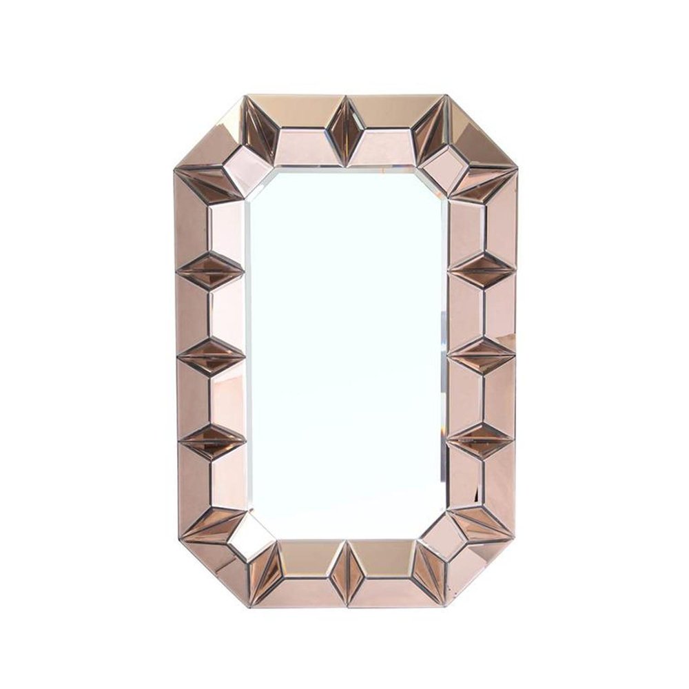 35" Rose Gold Glass Abstract Ornate Framed Accent Mirror