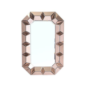 35" Rose Gold Glass Abstract Ornate Framed Accent Mirror