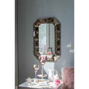 35" Rose Gold Glass Abstract Ornate Framed Accent Mirror