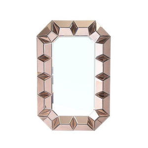 35" Rose Gold Glass Abstract Ornate Framed Accent Mirror
