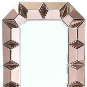 35" Rose Gold Glass Abstract Ornate Framed Accent Mirror