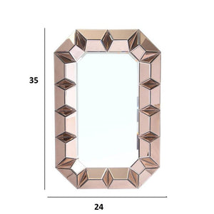 35" Rose Gold Glass Abstract Ornate Framed Accent Mirror